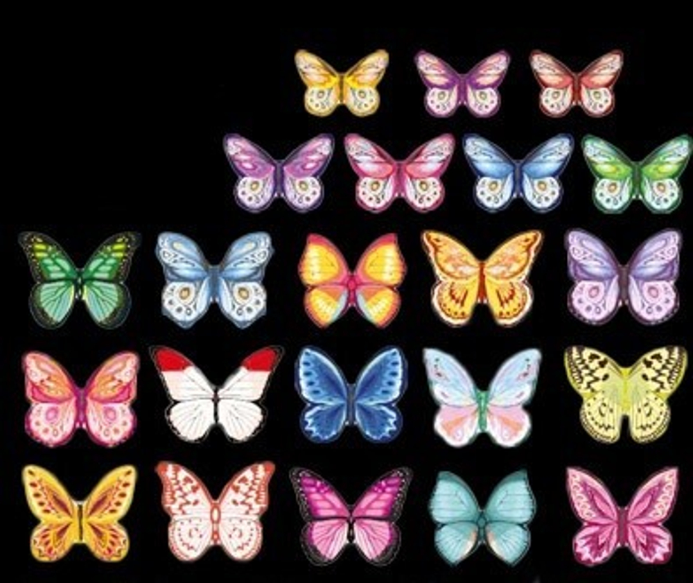 Бабочки вафельные цветные двухсторонние, микс, 5шт