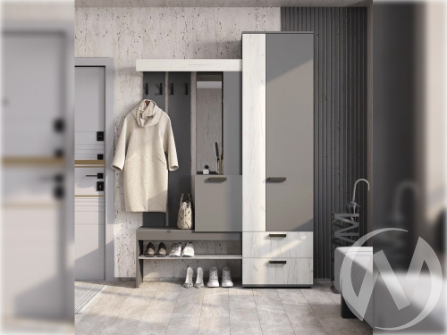 Прихожая Трамп (графит/дуб крафт белый)