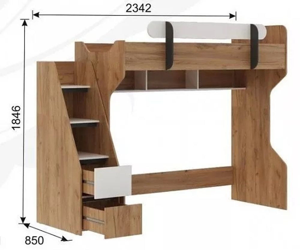 Уголок школьника Омега 3 кровать чердак 800*2000