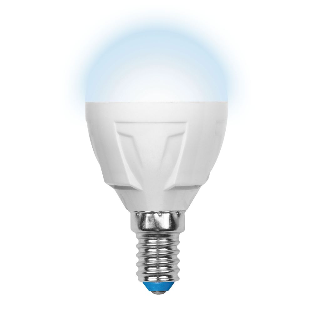 LED-G45-7W/NW/E14/FR PLP01WH Лампа светодиодная. Форма шар, матовая. Серия Palazzo. Белый свет. Картон. ТМ Uniel.