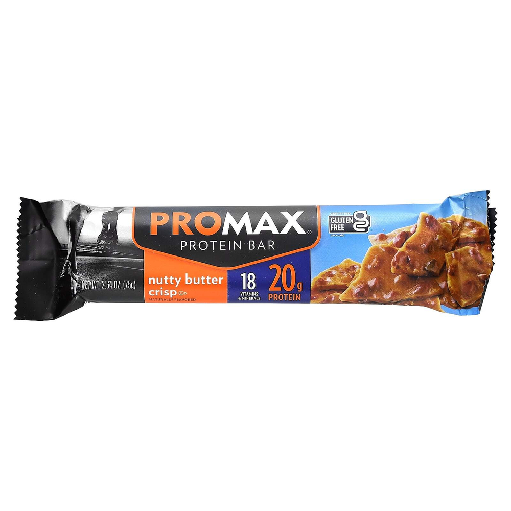 NuGo Nutrition, Promax Protein Bar, хрустящий с ореховой пастой, 12 батончиков по 75 г (2,64 унции)