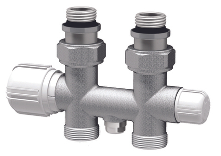 Н-обр. узел с термо.и зап.клапанами, прям., М24х19 - 1/2"НР