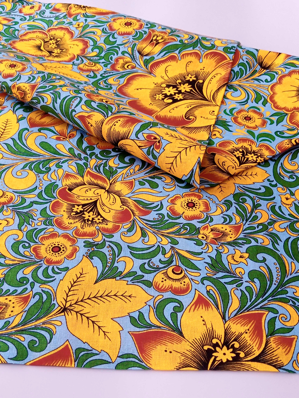 Ткань бязь плательная, рис. "Хохлома", ширина 150 см, арт. 34.4