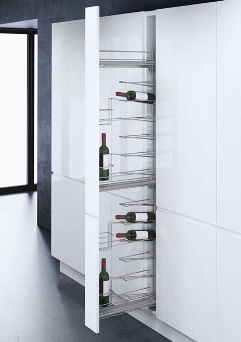 Vauth-Sagel Система WINE, выдвижной фасад 150 мм, высота 1690 мм, хром