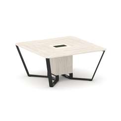 Steel Meet Стол переговорный квадратный KMK-PR.B.SP-08 Денвер Светлый/Ваниль Глянец/Металл Черный 16