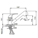 Смеситель для кухни, Frap, выдвиж излив, с картриджем, хром, F6002-B