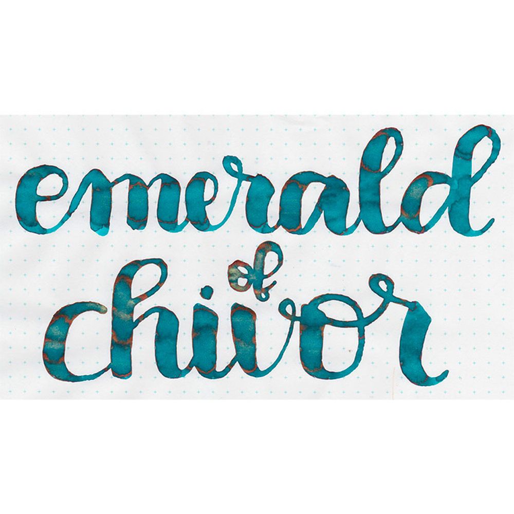 Чернила во флаконе Herbin Prestige 1670 50 мл Emeraude de Chivor сине-зеленый с золотыми блестками (15035JT) 3