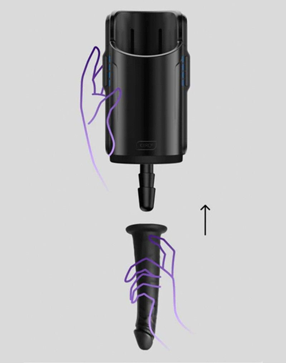 Черный полый фаллоимитатор для KIIROO Keon - 19,1 см. (Цвет: черный)