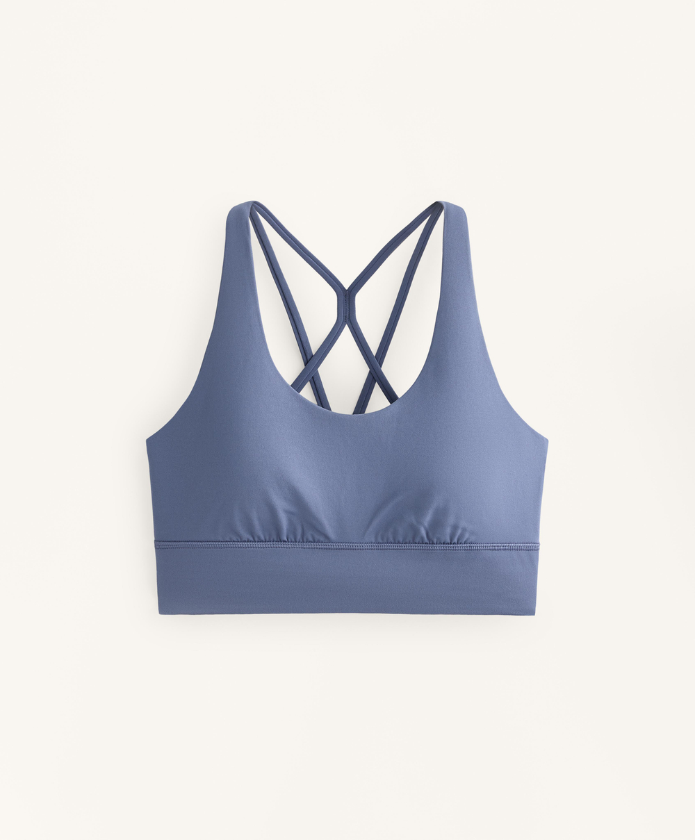 Oysho Спортивный бюстгальтер с бретелями на спине, черничный