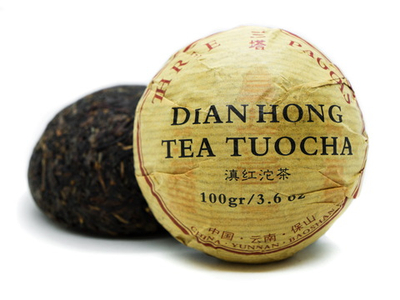 0670к Чай прессованный красный "Саньта, Дянь Хун" то ча, 100гр