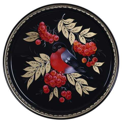 Жостовский поднос декоративный, размер 30 см (A9), металлический