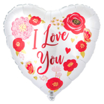 Шар Фольгированный Цветы красные сатин White (Белый)