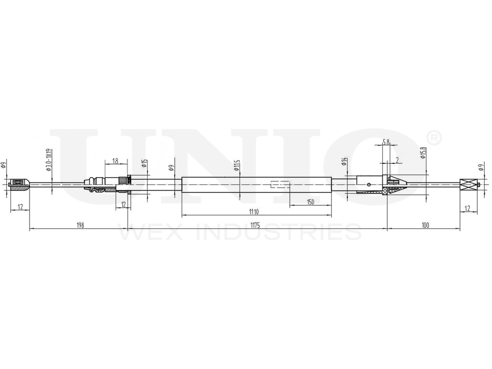 Трос стояночного тормоза задний UNIO CAB-60034