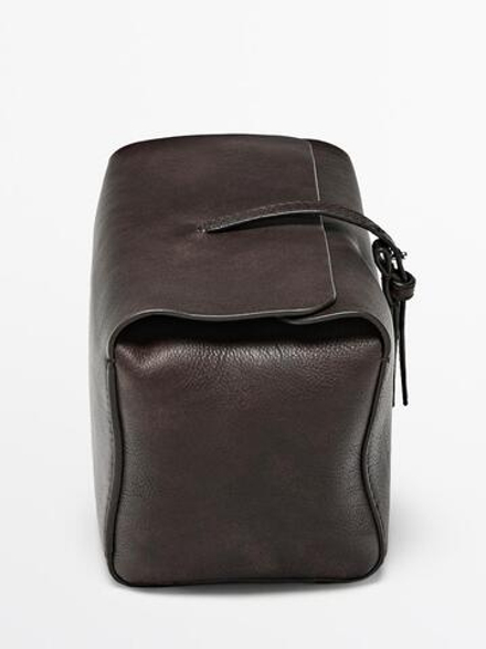 Massimo Dutti Косметичка из кожи наппа, коричневый