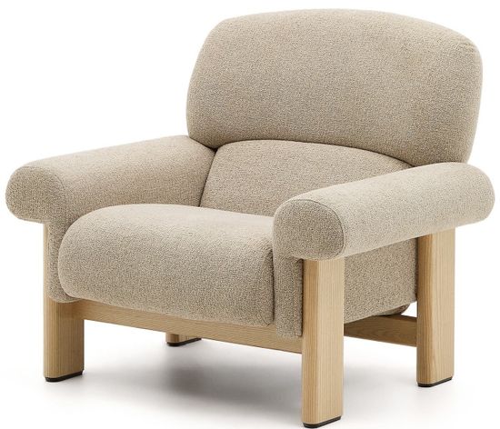 Кресло Cabana из бежевого шенилла с ножками в натуральной отделке Испания Lа Forma