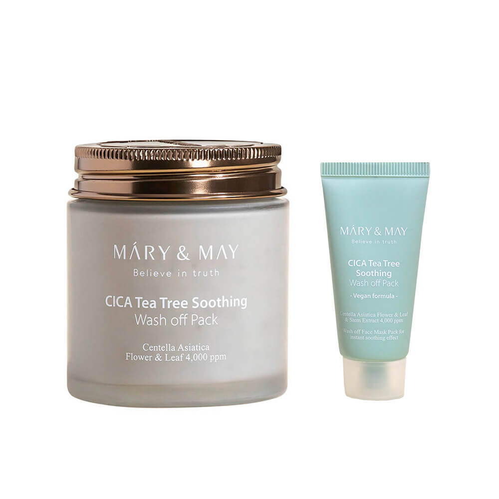 Успокаивающая глиняная маска с центеллой/чайным деревом Mary&May CICA TeaTree Soothing Wash Off Pack 30 г