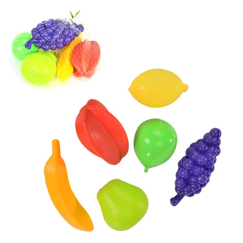 Пластмассовый игрушечный набор "Фрукты 6", упакет полиэтилен сетка