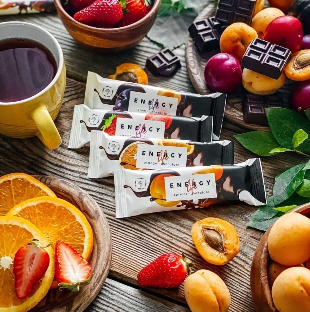 Energy Life Фруктовые батончики "Шоколадный МИКС" 4шт по 40гр