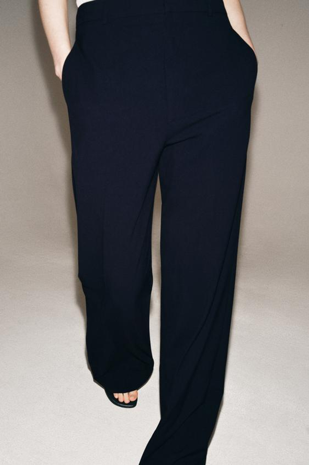 ZARA БРЮКИ WIDE LEG С ВЫСОКОЙ ПОСАДКОЙ — ZW COLLECTION, МОРСКОЙ СИНИЙ