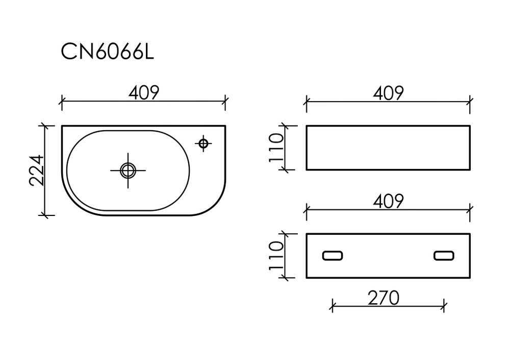 Раковина Ceramica Nova Element 40,9, см CN6066L белый