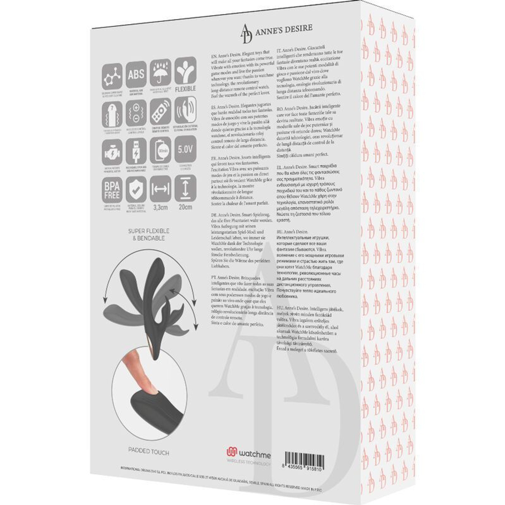 Вибратор-кролик Anne’s Desire с пультом-часами Watchme, 20,5 см