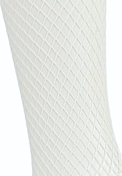 Чулки Le Frivole в мелкую сетку с кружевной резинкой белые S/M