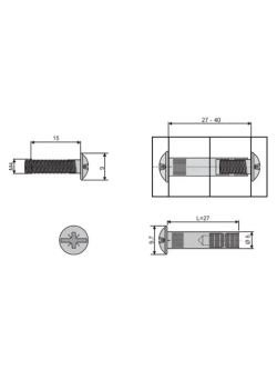 Стяжка межсекционная мебельная М4 х 27 мм / 10 штук