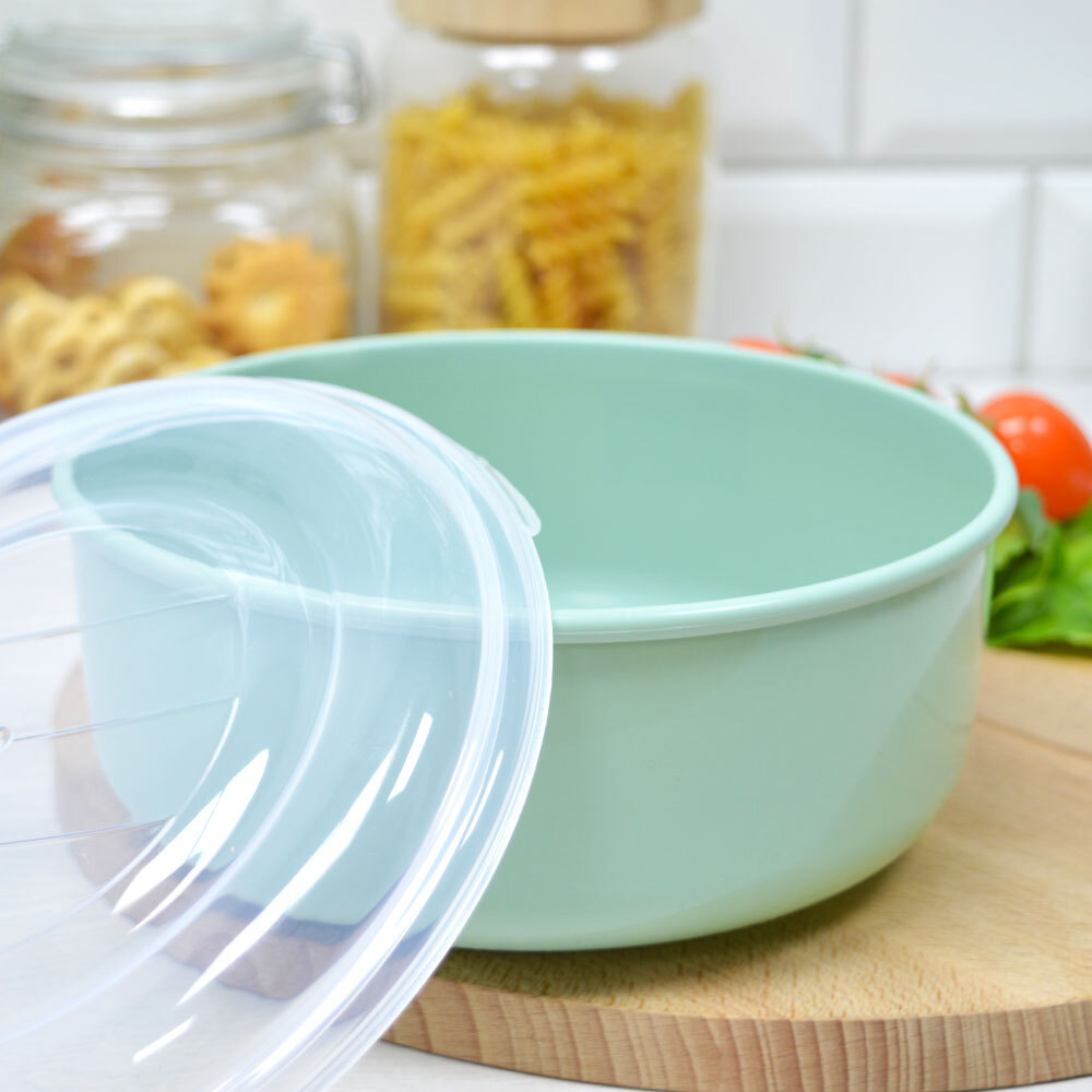 Контейнер 1,5л круглый, оливковый с прозрачной крышкой, №44