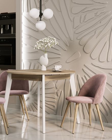 Стол Rondo 100-135*100 дуб/белый