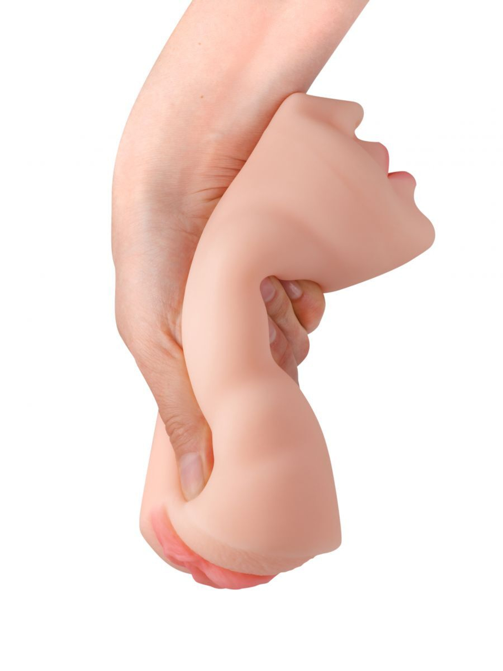 Нежный двусторонний реалистичный мастурбатор - ротик с зубками и вагина (Цвет: телесный)