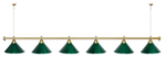Лампа STARTBILLIARDS 6 пл. (плафоны зеленые,штанга золотая,фурнитура золото)