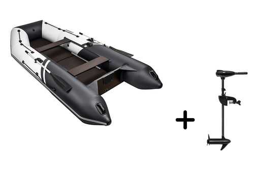 Броня-360 СК белый-черный + BST 55 L (комплект лодка + электромотор)