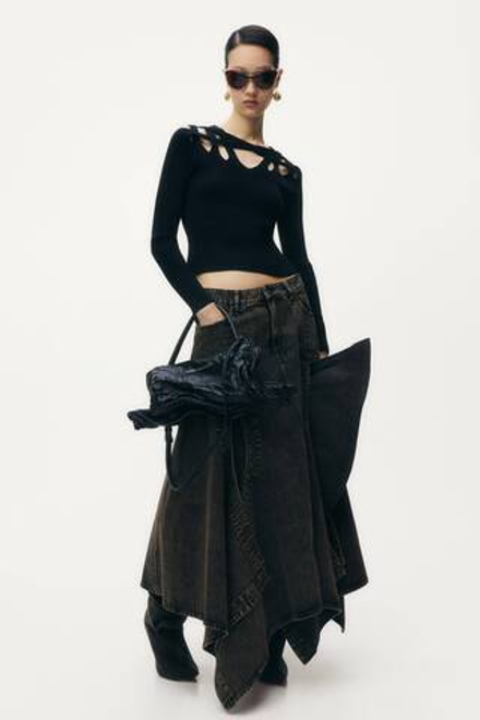 H&M - Glenn Martens Топ ажурный в рубчик, черный