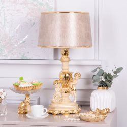 Настольная лампа Путти Айвори с абажуром Тюссо Игуана Беж