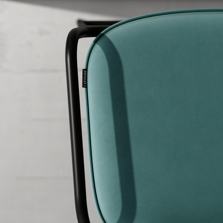 Стул барный LATITUDE Ror, Round, велюр, черный/светло-бирюзовый