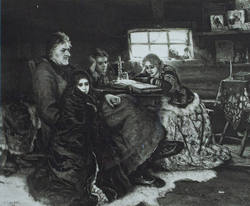 Гелиогравюра «Меньшиков в ссылке» по оригиналу В. И. Сурикова «Меньшиков в Берёзове» (1883 г.)