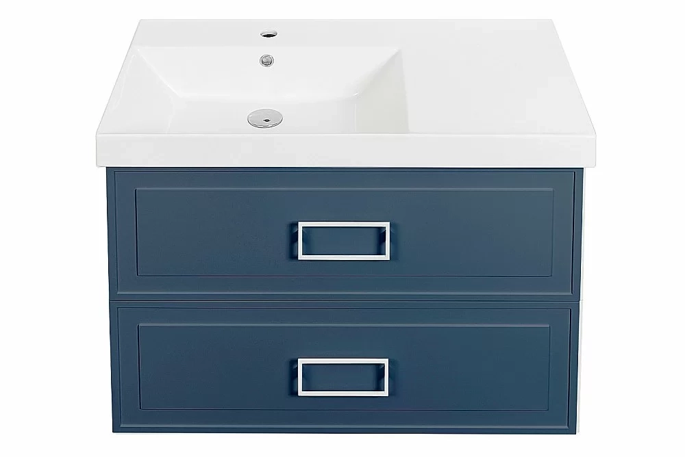 Тумба с раковиной LA FENICE Cubo Blu Grigio TWIN 90 синяя/ручки белые