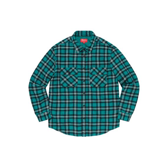 Supreme FW19 Week 17 Arc Logo Quilted Flannel Shirt logo