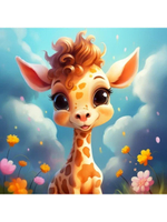 Картина по номерам 30х30см. "Малыши-животные. Жираф в цветах" 20цв. коробка (арт. Х-6320)