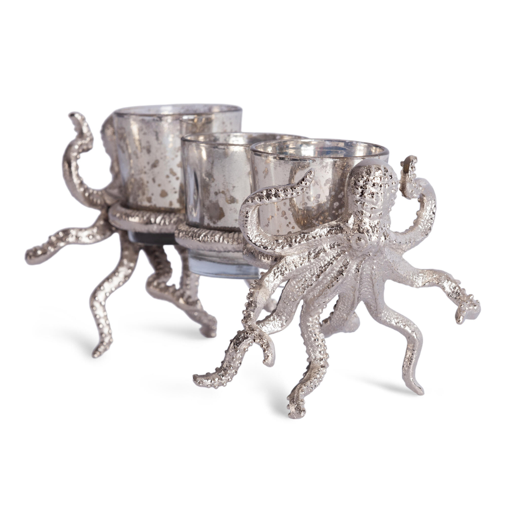 Подсвечник Secret De Maison OCTOPUS3 ( mod. 3923 ) алюминиевый сплав, 24,5x11,5x11 см, никель/nickel antique