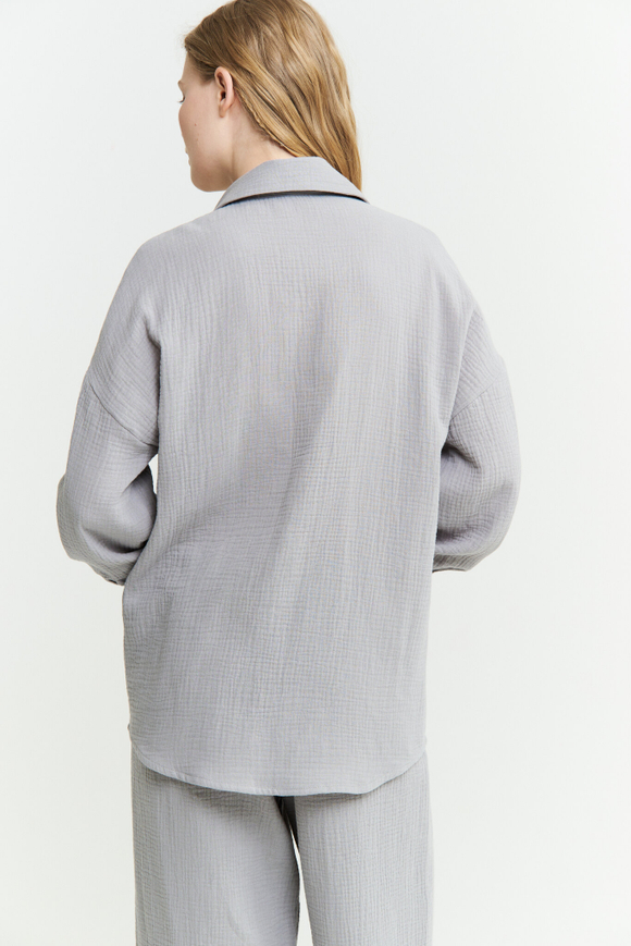 Муслиновая рубашка с манжетами серебро