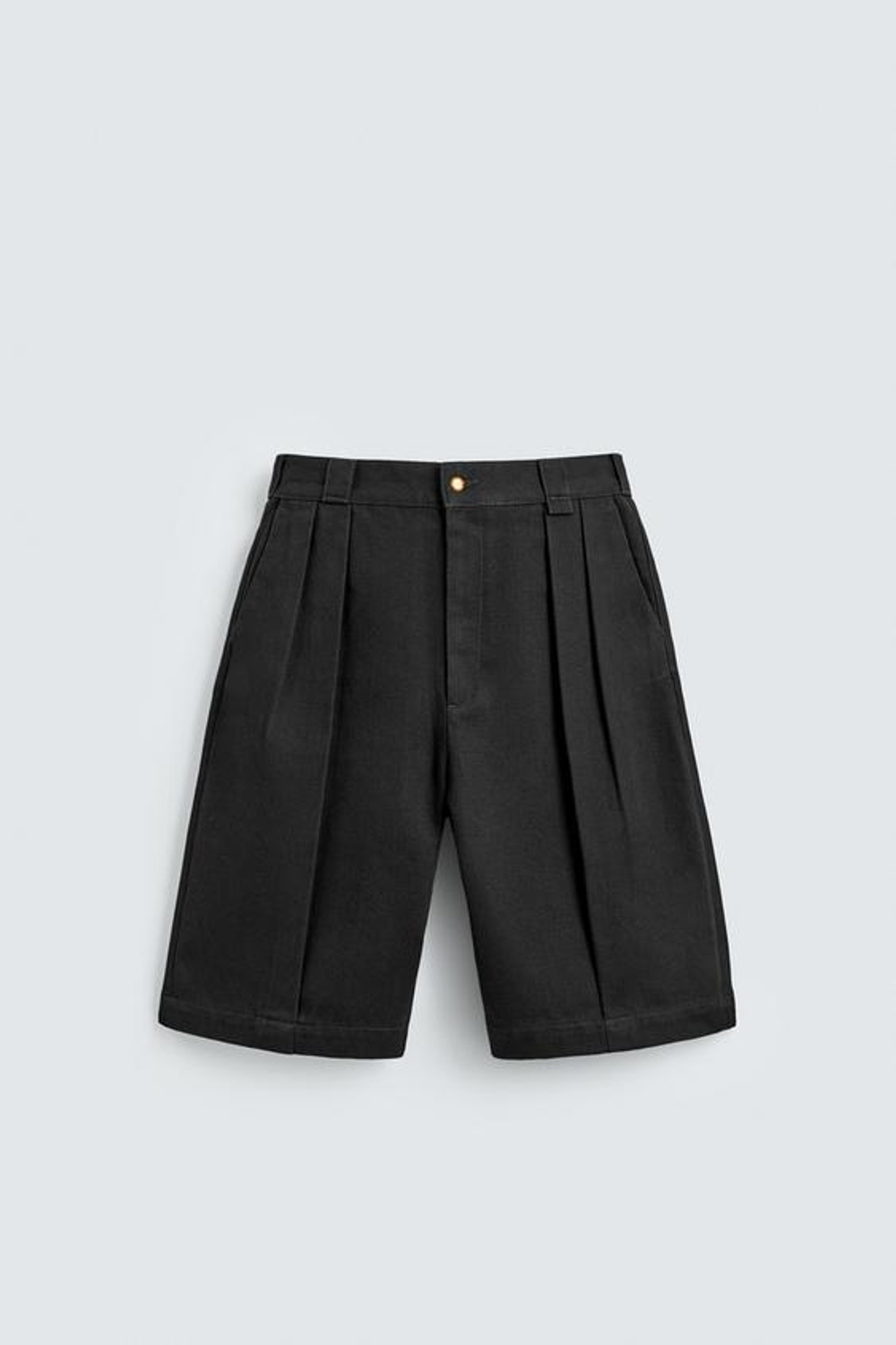 ZARA ШОРТЫ RELAXED FIT СО СКЛАДКАМИ, ЧЕРНЫЙ