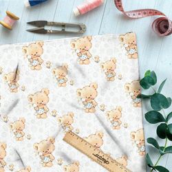 Ткань габардин игрушечные мишки с уточкой