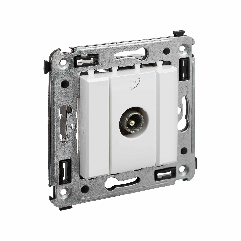 Розетка TV проходная в стену, "Avanti", "Белое облако"