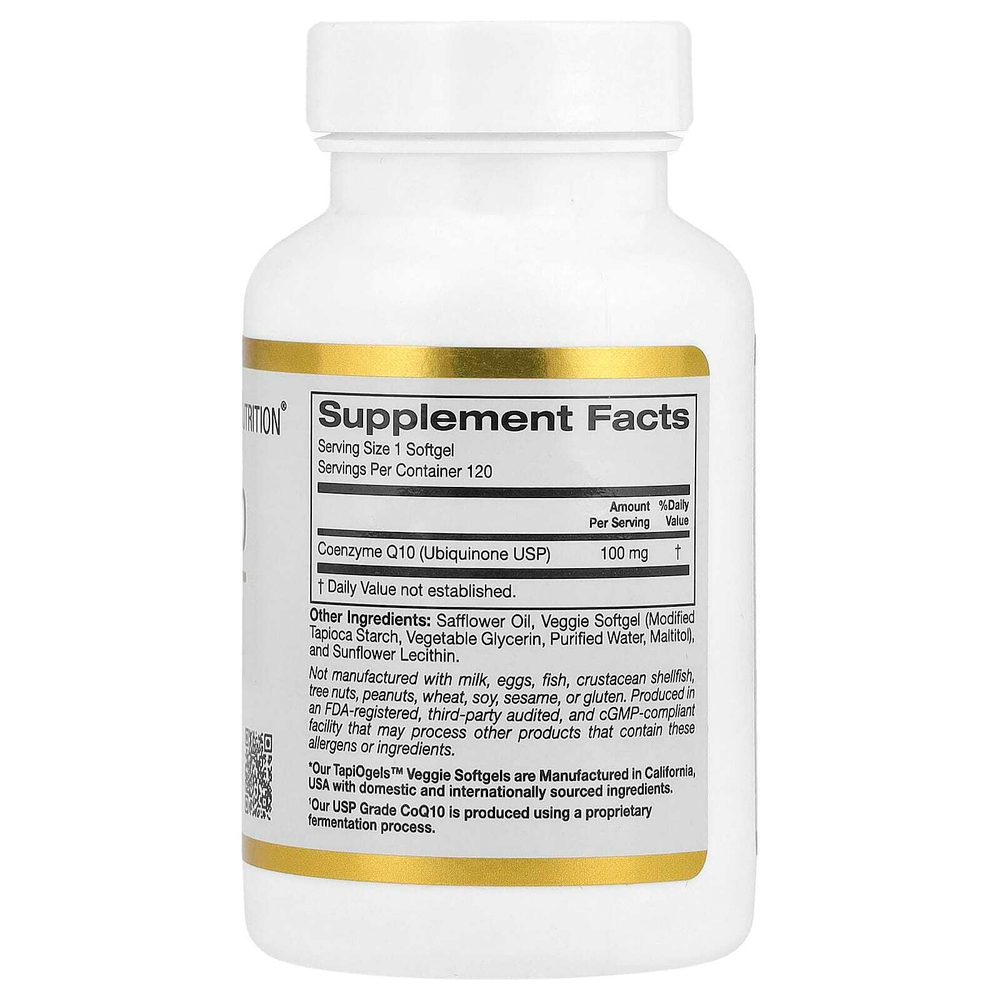 California Gold Nutrition, коэнзим Q10, 100 мг, 120 растительных капсул