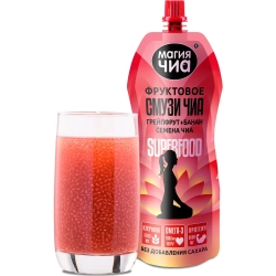 Фруктовое смузи Чиа Грейпфрут+Банан МАГИЯ ЧИА, 250 г, упаковка и стакан