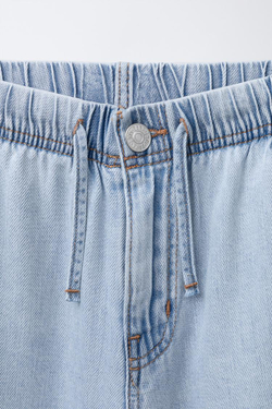 ZARA ДЖИНСЫ ШИРОКОГО КРОЯ, СИНИЙ