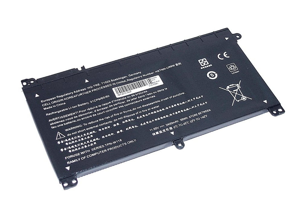 Аккумуляторная батарея для ноутбука HP Pavilion x360 (BI03-3S1P) 11.55V 3400mAh OEM черная