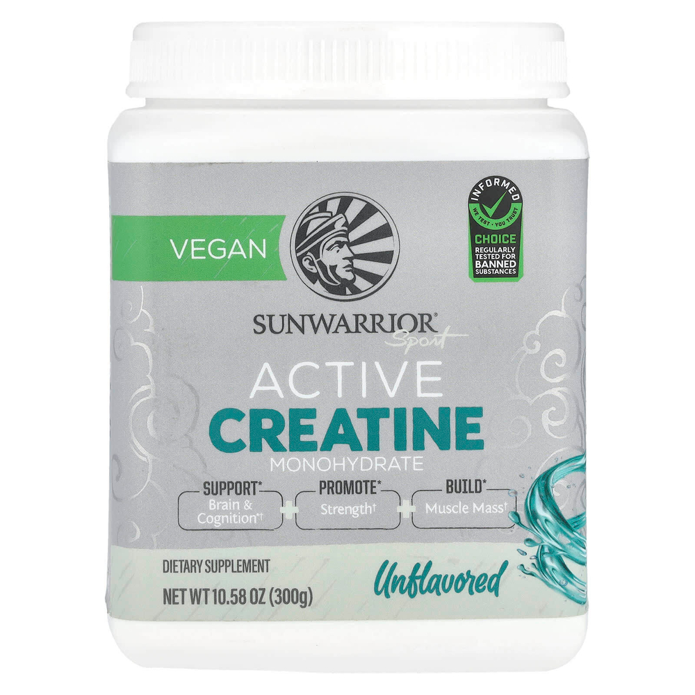 Sunwarrior, Sport, активный моногидрат креатина, без добавок, 300 г (10,58 унции)