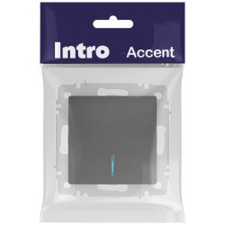 Выключатель Intro Accent 6-102-07 с подсветкой, 10А-250В, IP20, СУ, AL/CU, графит